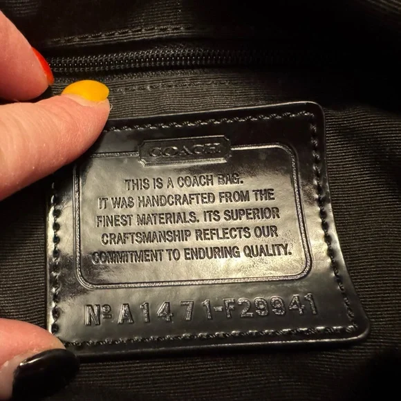 Coach Signature Monogram Handbag in Grey Black Canvas with Shoulder Strap - Picture 7 of 11